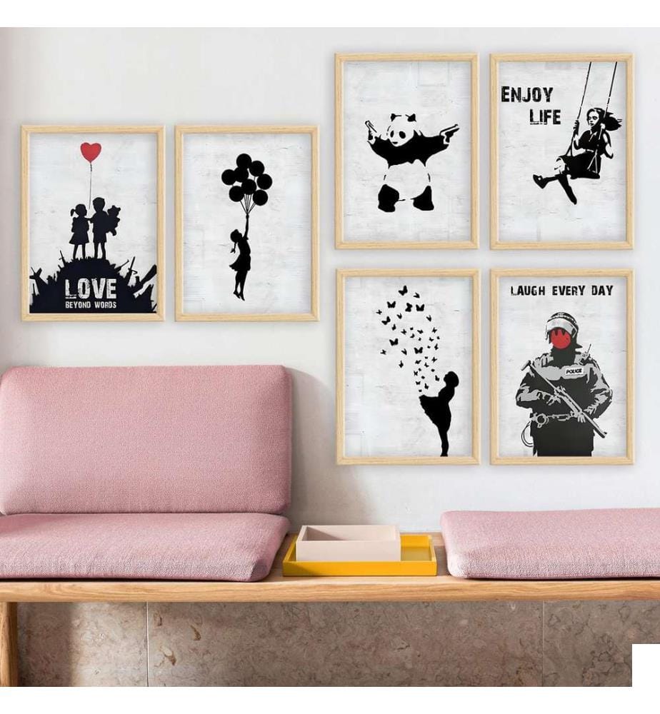 Peinture décorative encadrée en MDF, 6 pièces, multicolore, 100 % MDF