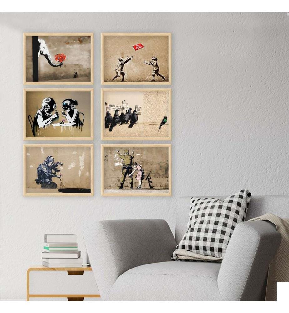 Peinture décorative encadrée en MDF, 6 pièces, multicolore, 100 % MDF