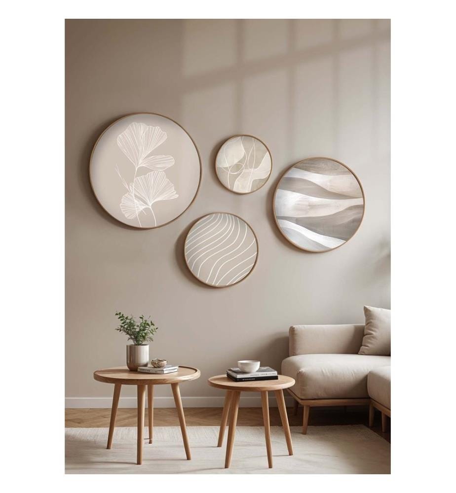 Peinture décorative encadrée en MDF, 4 pièces, multicolore, 100 % BOIS MASSIF