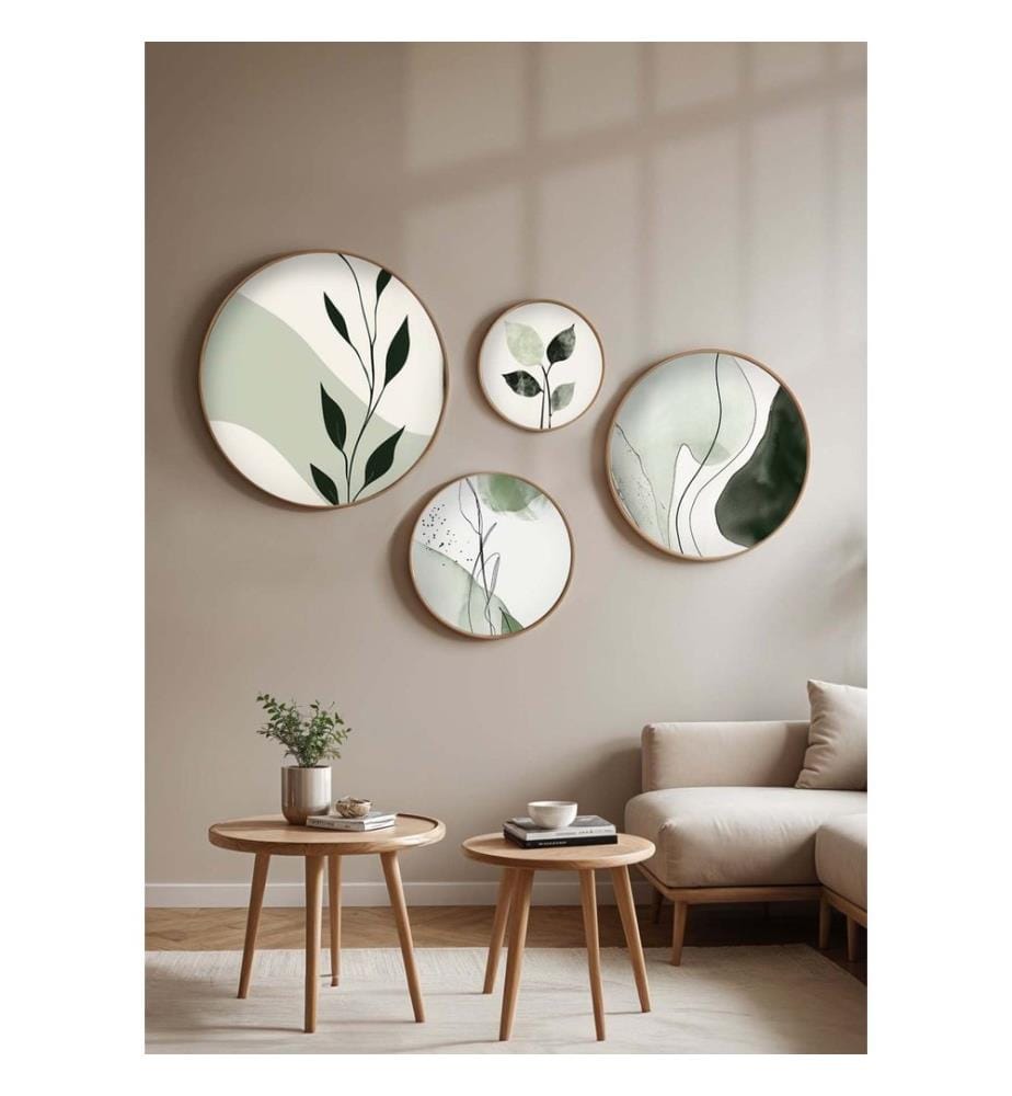 Peinture décorative encadrée en MDF, 4 pièces, multicolore, 100 % BOIS MASSIF