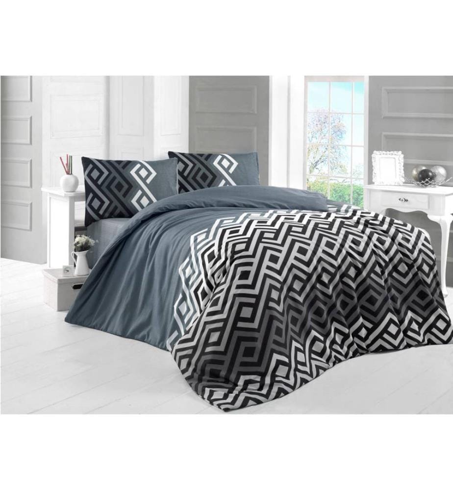 Ensemble De Couvertures De Courtepointe King, Gris Noir Blanc, 65% De Coton , 35% De Polyester