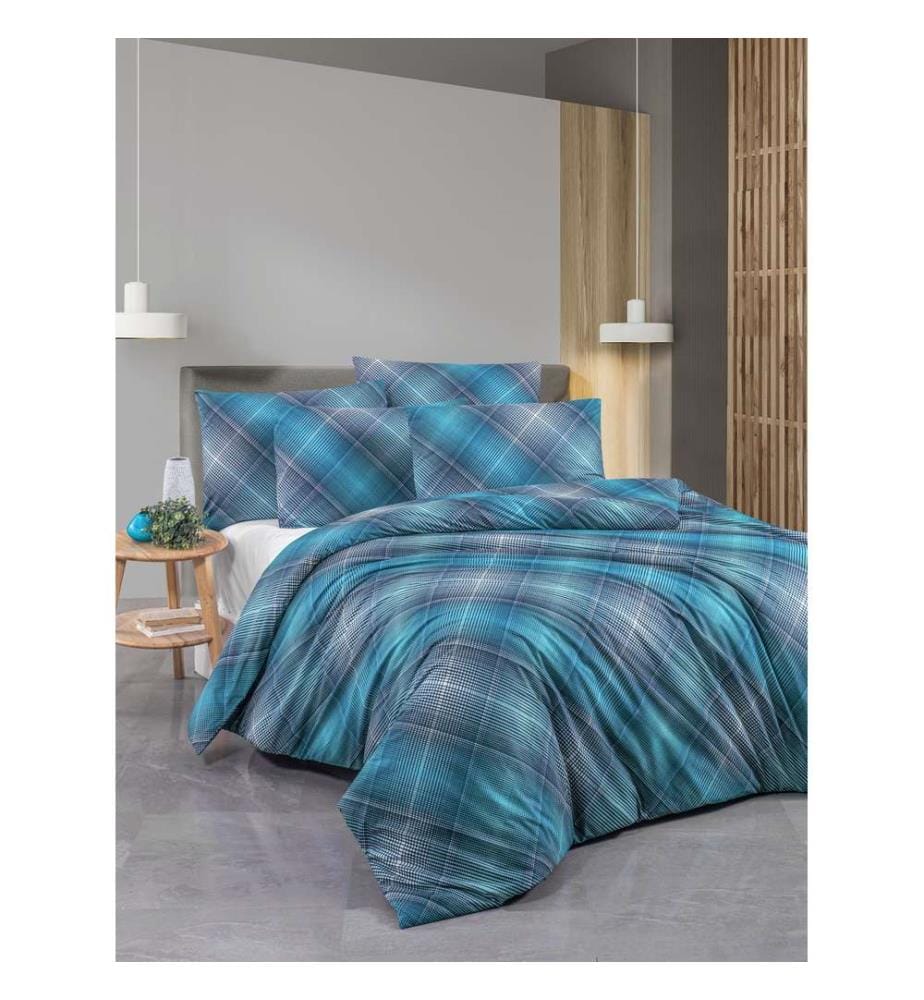 Ranforce King Quilt Cover Set , Blue, Dark Blue, 100% Cotton Ranforce