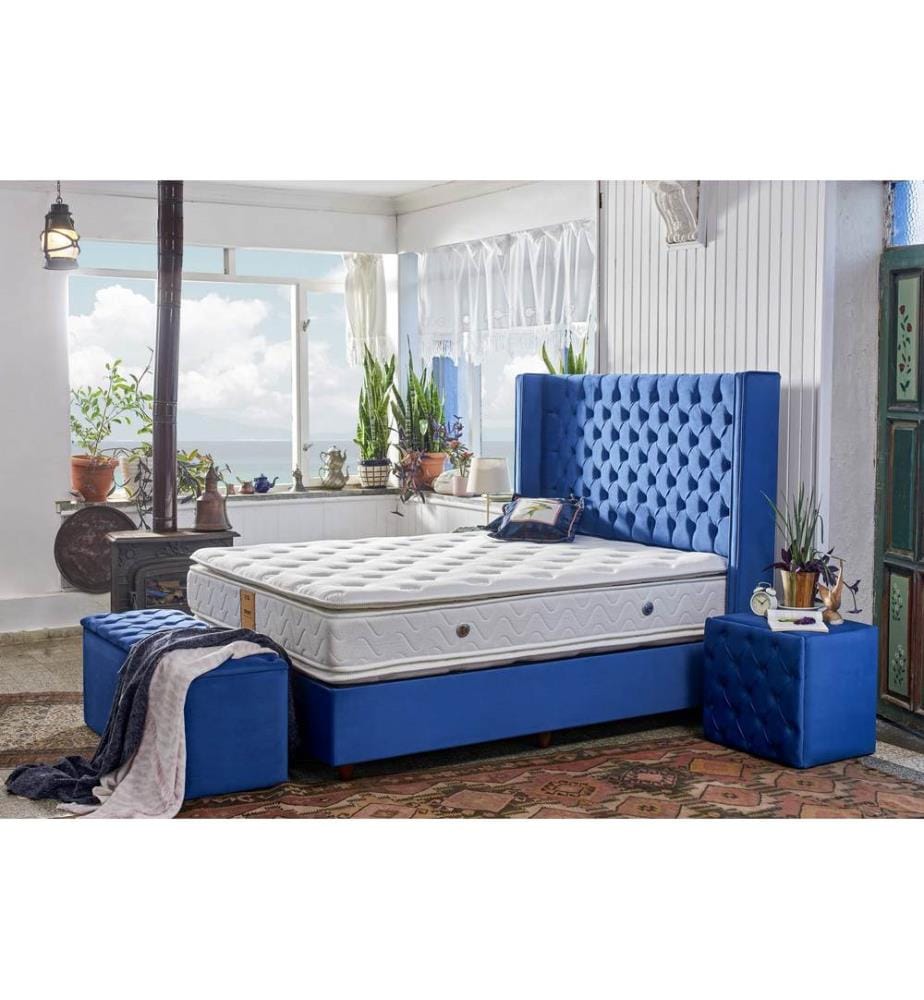 Blanc, Blanc, Matelas En Mousse Froide, 150X150X200 cm, Tissu Spécial En Tricot