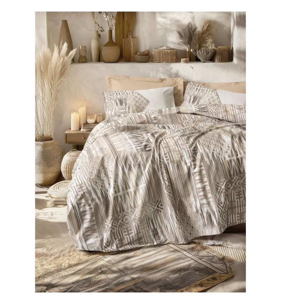 Ranforce King, parure de lit, caramel, 100 % coton