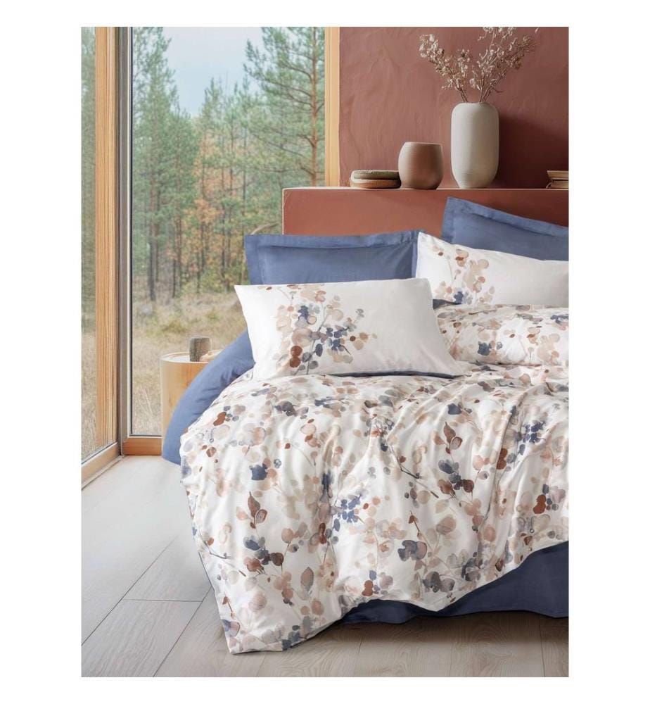 Parure de lit en satin (kingsize), indigo, 100 % satin de coton