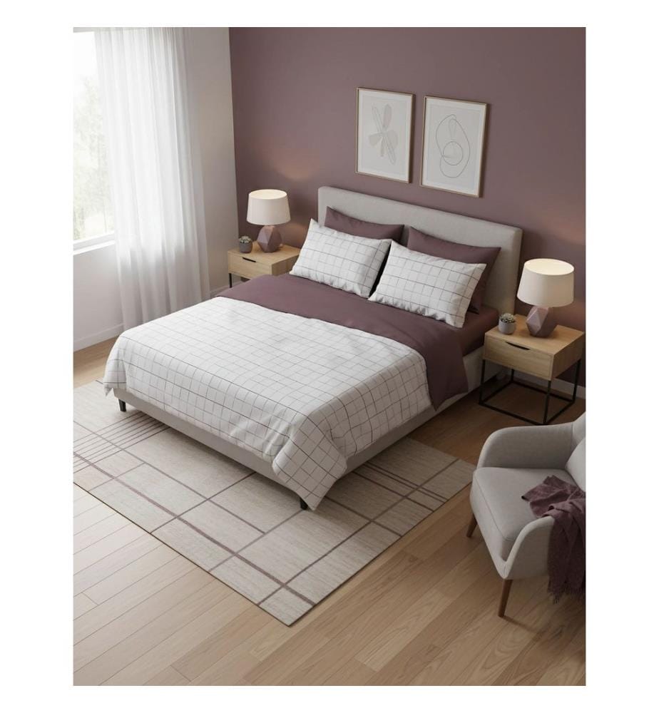 Ranforce King, ensemble linge de lit, vieux rose, blanc, violet, marron, 100 % coton, Ranforce