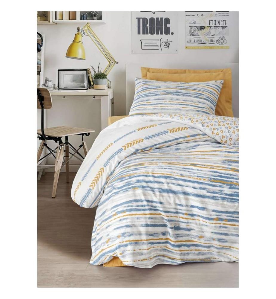 Ranforce King - Parure de lit, jaune, 100 % coton, Ranforce