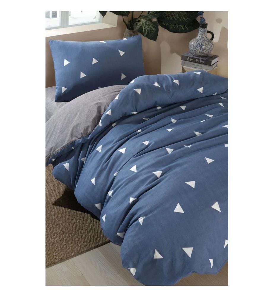 Parure de lit simple, bleu, 65 % coton / 35 % polyester