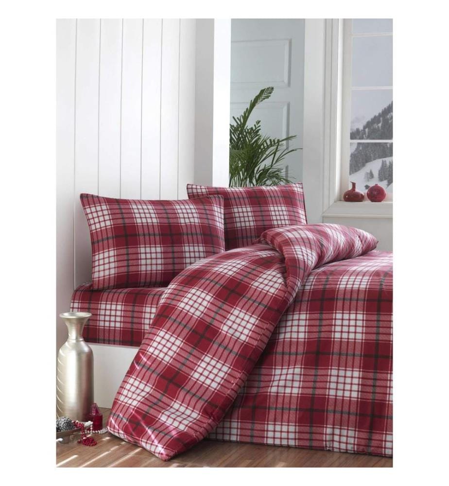 Set de couvre-lit matelassé (kingsize), rouge, blanc, 65 % coton / 35 % polyester (housse) /