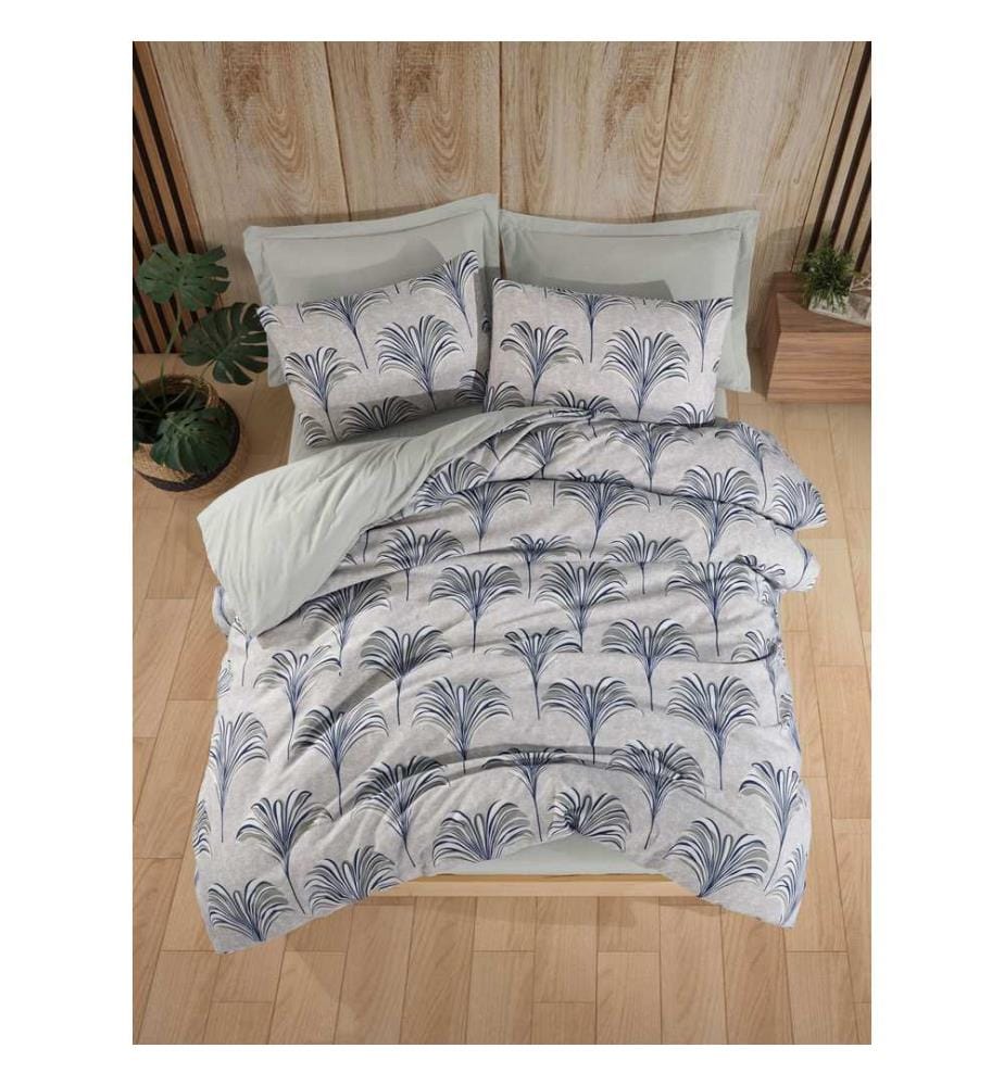 Ensemble linge de lit (kingsize), bleu, 65 % coton / 35 % polyester