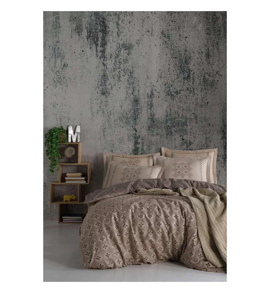Ranforce Super King, ensemble linge de lit, marron, marron foncé, 100 % coton, Ranforce