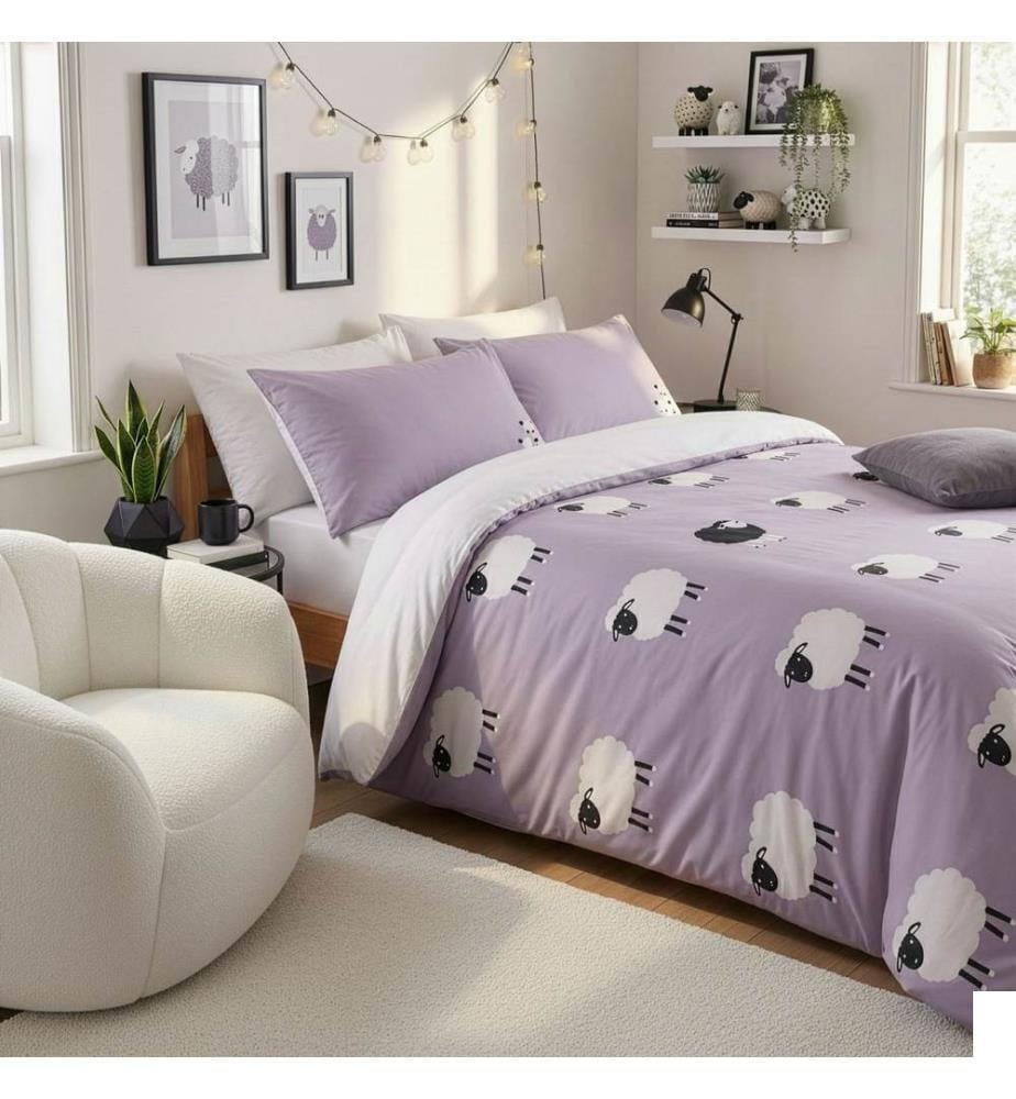 Ensemble linge de lit (Super King), lilas, 70 % coton / 30 % polyester