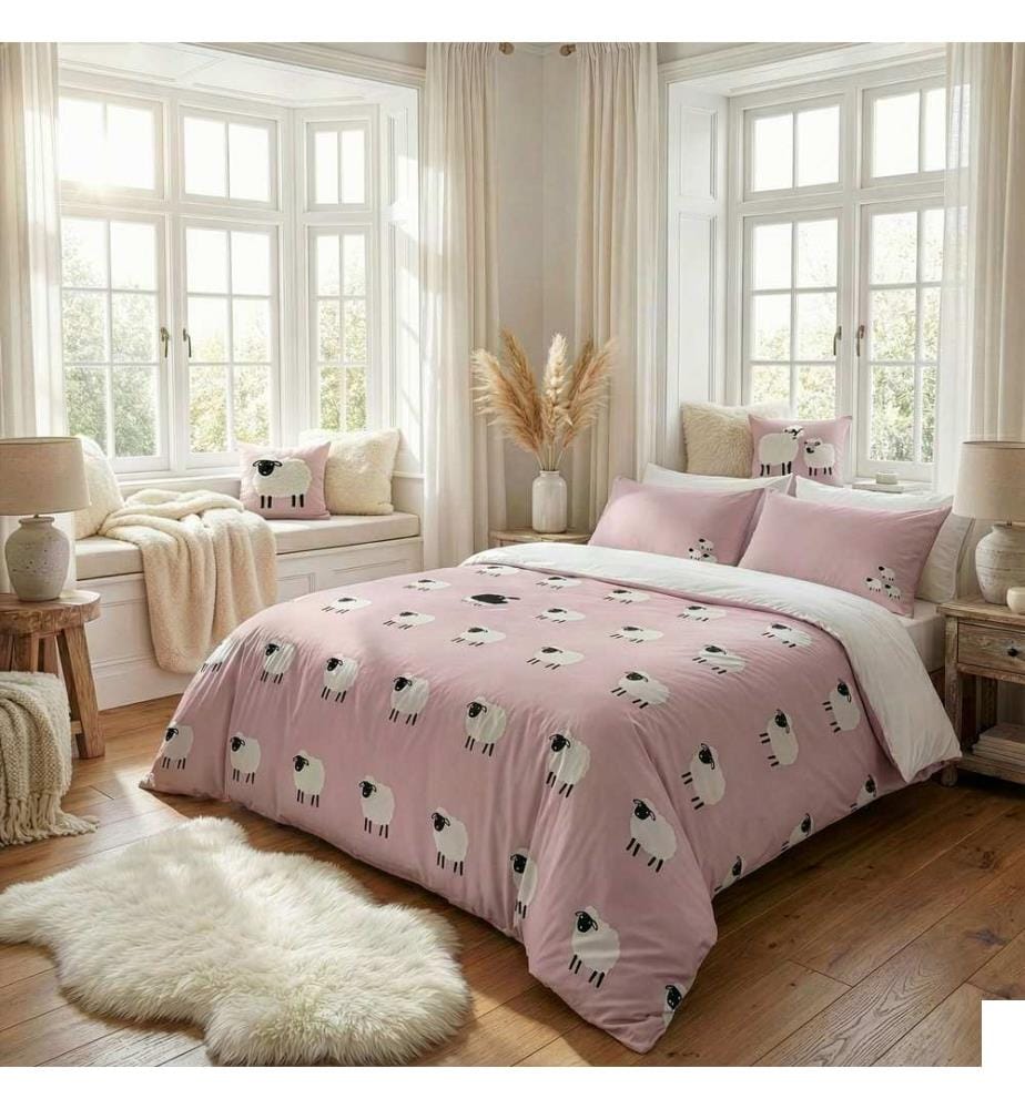 Ensemble linge de lit (Super King), rose, 70 % coton / 30 % polyester