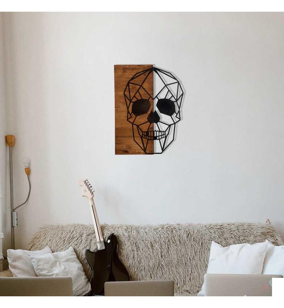 Accessoire mural décoratif en bois, noyer noir, métal, cadre en bois