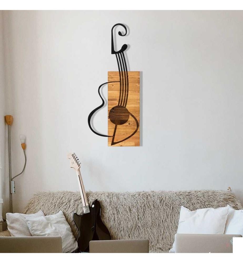 Accessoire mural décoratif en bois, noyer noir, métal, cadre en bois