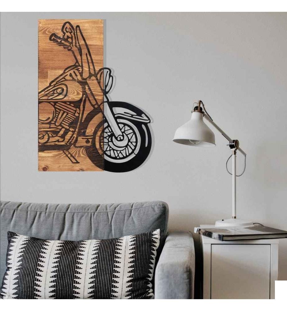 Accessoire mural décoratif en bois, noyer noir, métal, cadre en bois