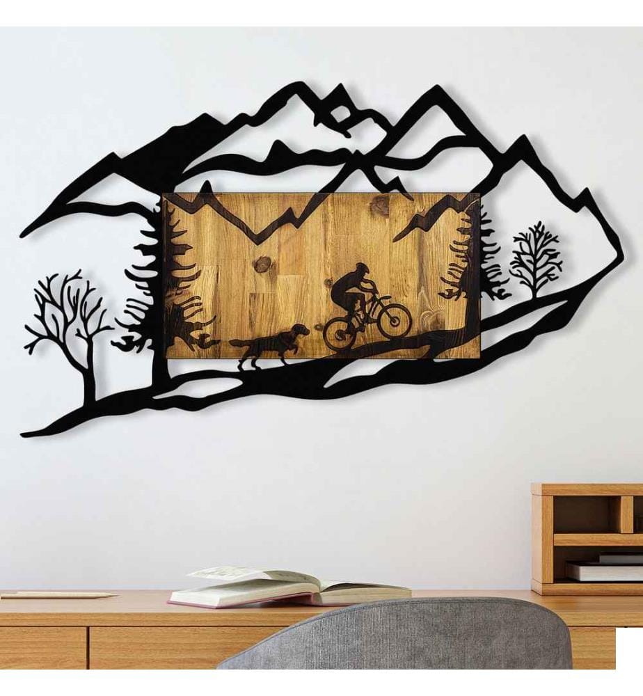 Accessoire mural décoratif en bois, noyer noir, métal - Bois