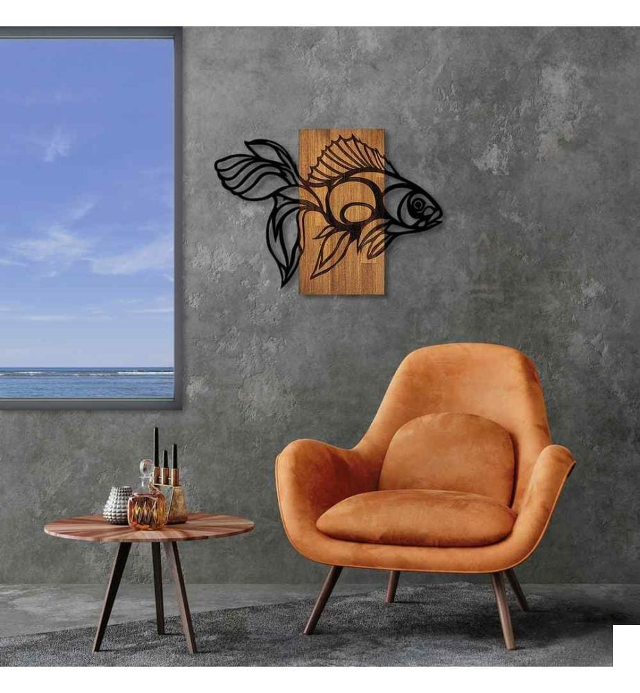 Accessoire mural décoratif en bois, noyer noir, 50% bois