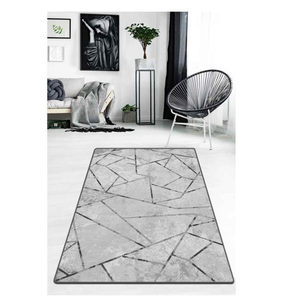 Tapis de salle, gris, 100% polyester, 80 x 100 cm