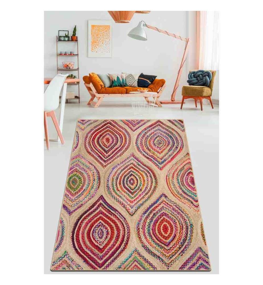 Tapis, Multicolore, 70% Coton - 30% Polyester Chenille, 100 x 140 cm