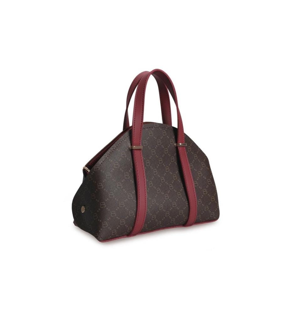 Sac à main, marron, rouge bordeaux, 100% cuir polyvinylique