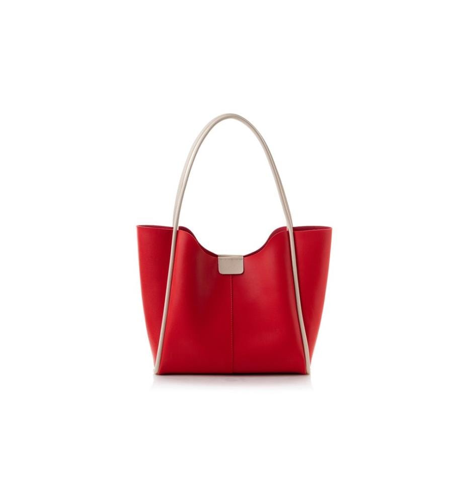 Sac fourre-tout, rouge, crème, 100 % POLYVINYL LEATHER