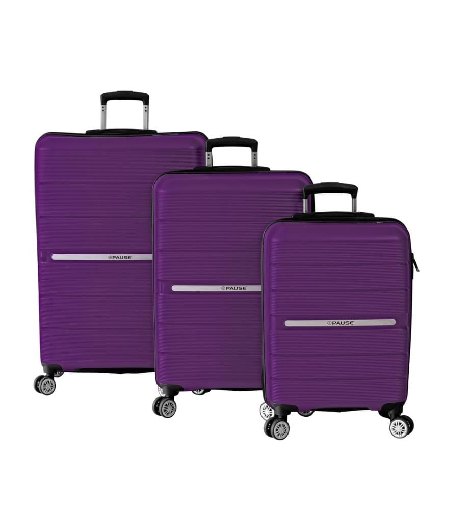 Set de valises, 3 pièces, violet, 100% polypropylène