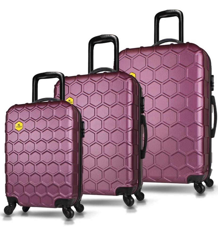 Set de valises, 3 pièces, Fuchsia, 100% ABS