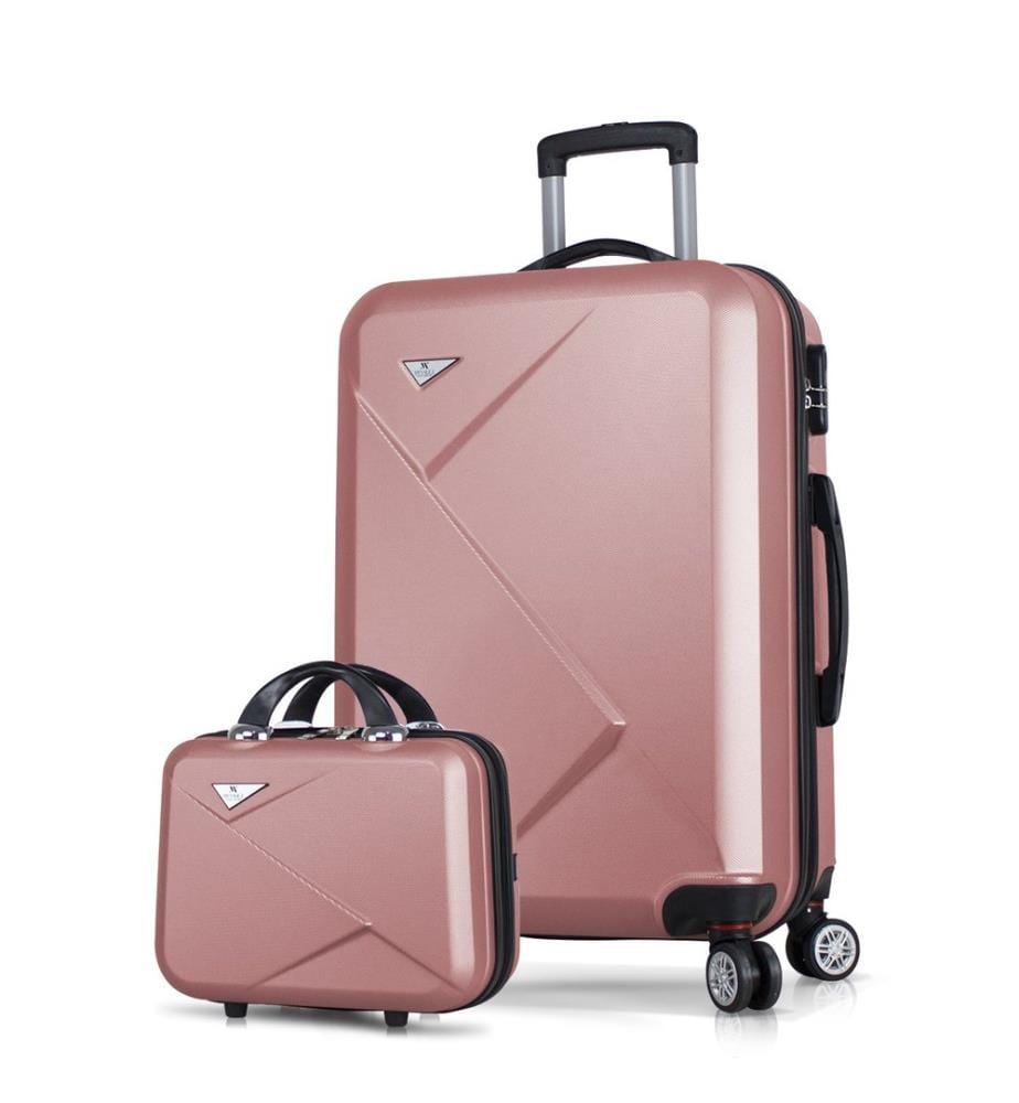 Ensemble de valises, 2 pièces, or rose, 100 % ABS, vis en acier