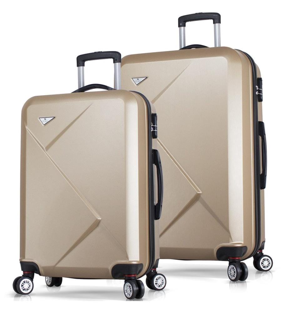 Ensemble de valises, 2 pièces, doré, 100 % ABS, vis en acier