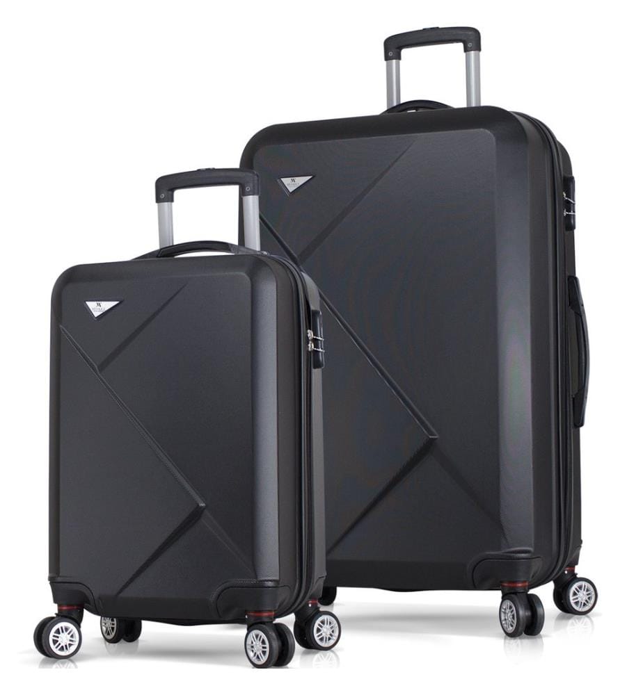 Ensemble de valises, 2 pièces, noir, 100 % ABS, vis en acier