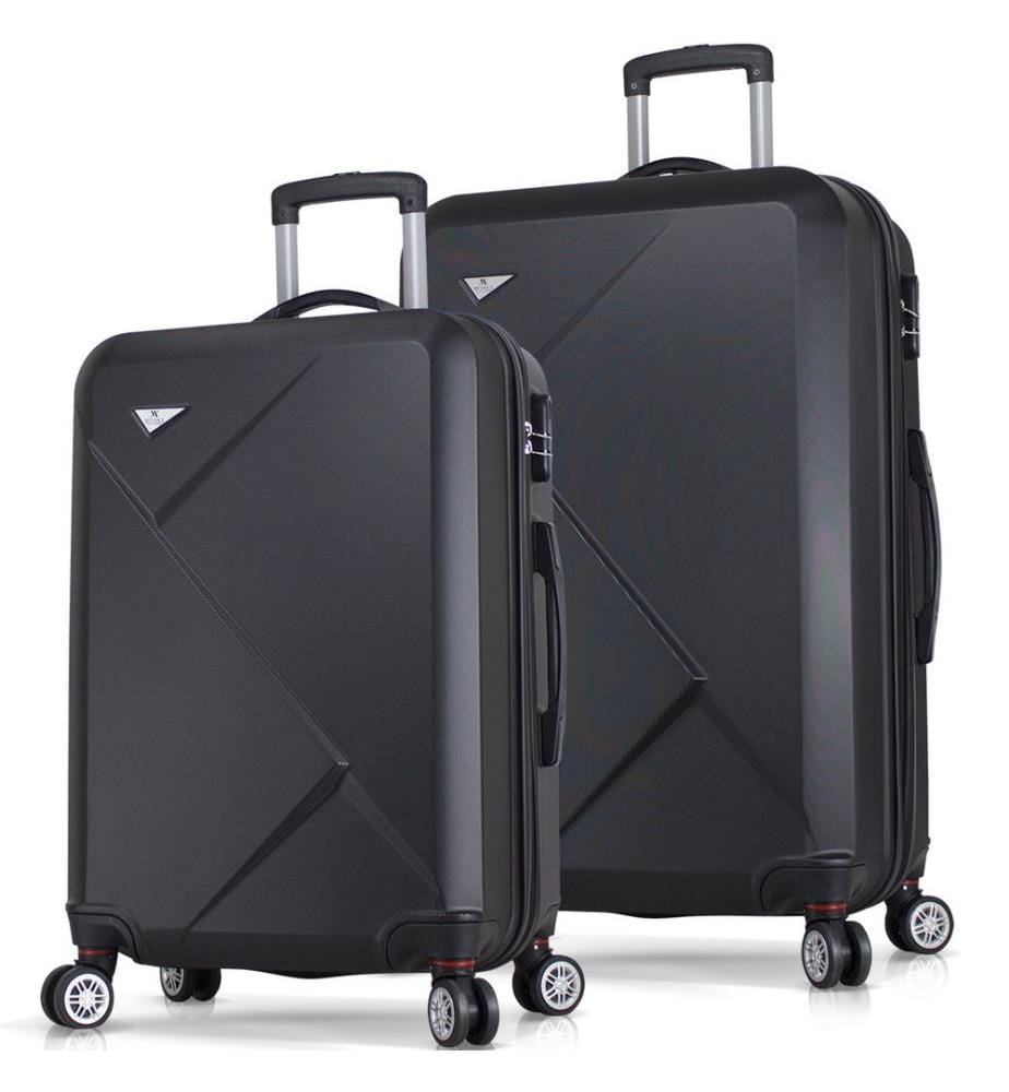 Ensemble de valises, 2 pièces, noir, 100 % ABS, vis en acier