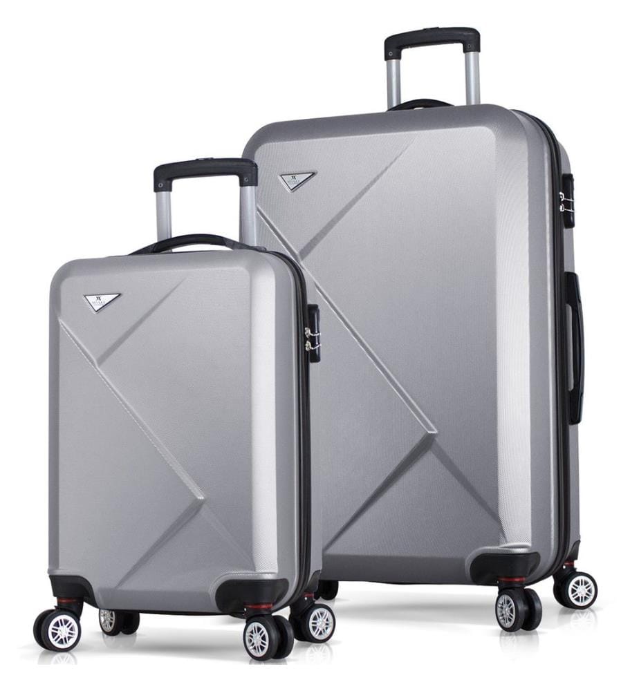 Ensemble de valises, 2 pièces, gris, 100 % ABS, vis en acier