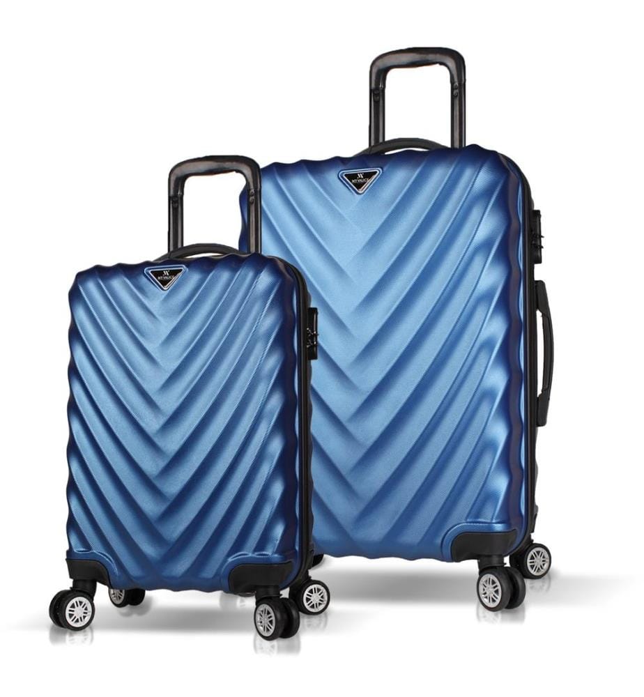 Ensemble de valises, 2 pièces, bleu foncé, 100 % ABS, vis en acier