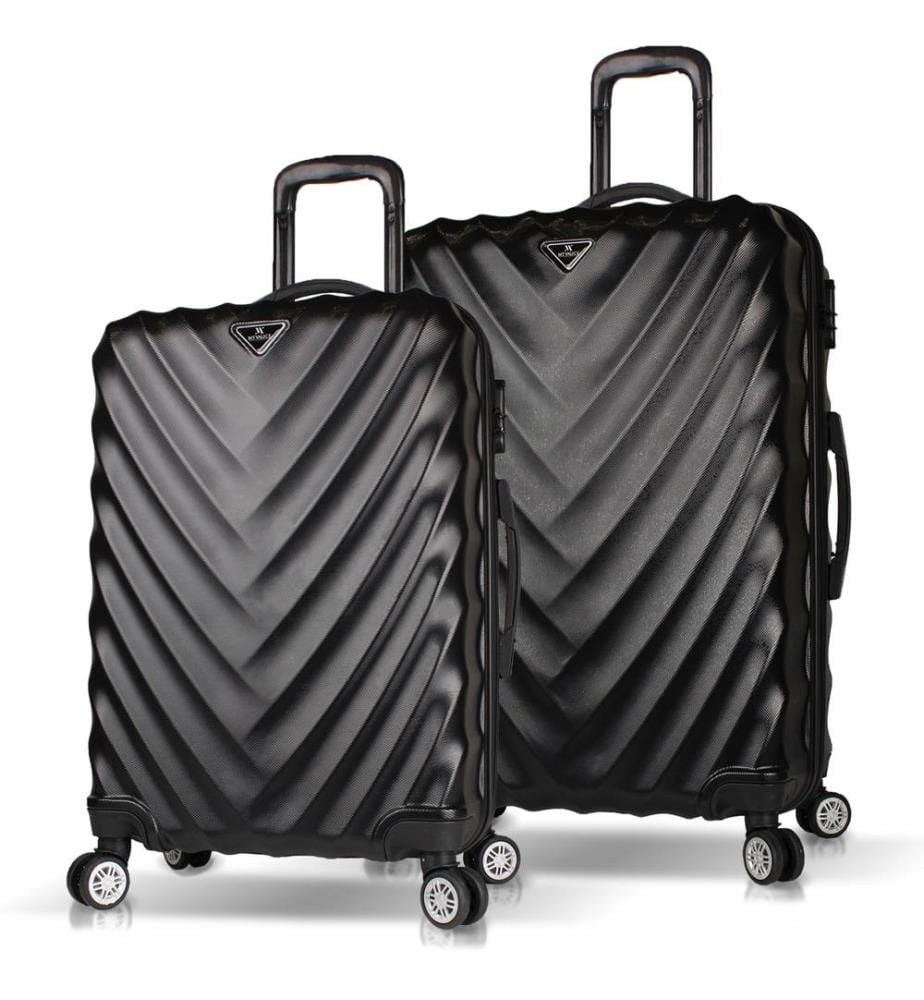 Ensemble de valises, 2 pièces, noir, 100 % ABS, vis en acier