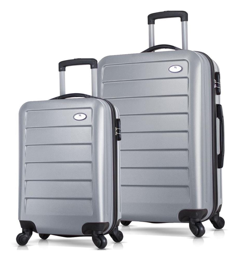 Ensemble de valises, 2 pièces, gris, 100 % ABS, vis en acier