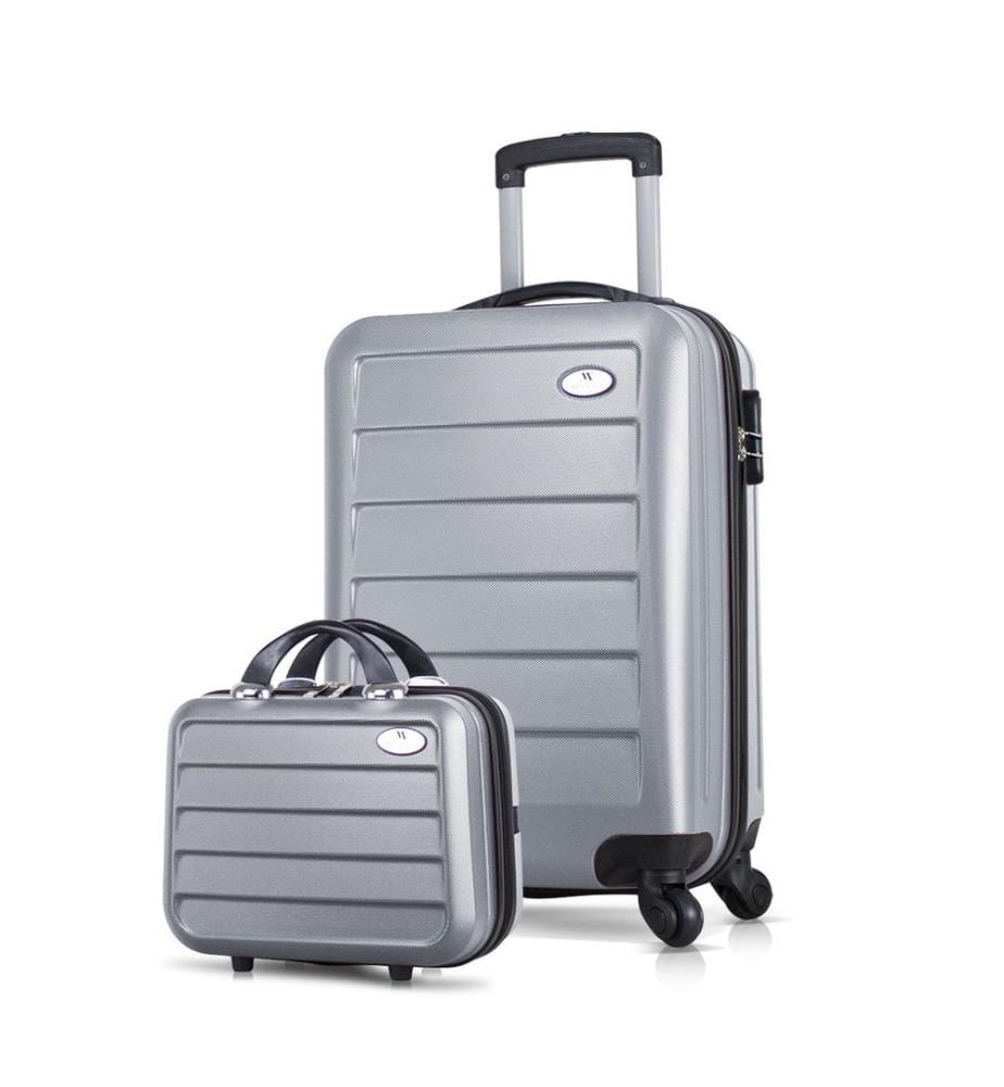 Ensemble de valises, 2 pièces, gris, 100 % ABS, vis en acier