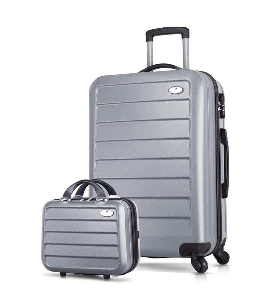 Ensemble de valises, 2 pièces, gris, 100 % ABS, vis en acier