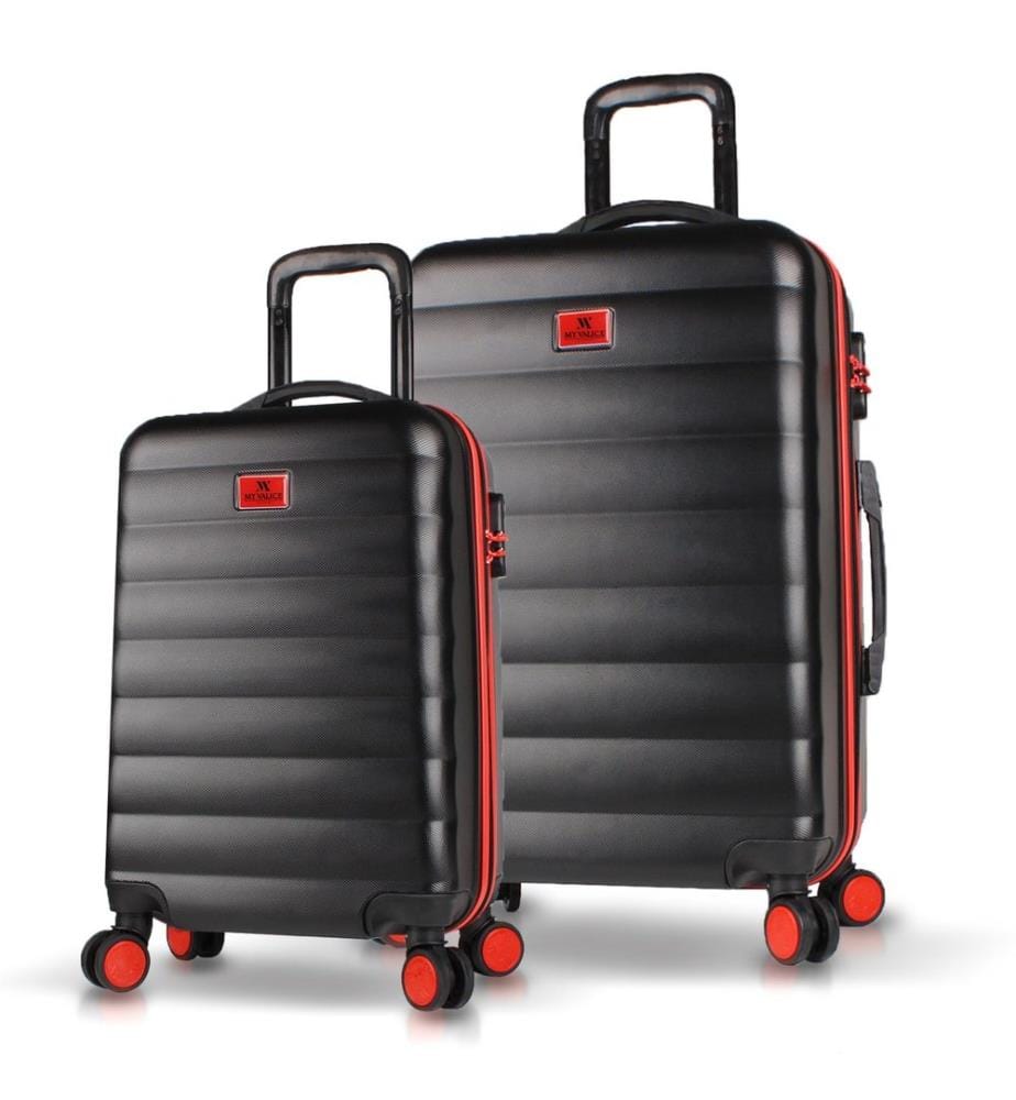Ensemble de valises, 2 pièces, noir, 100 % ABS, vis en acier