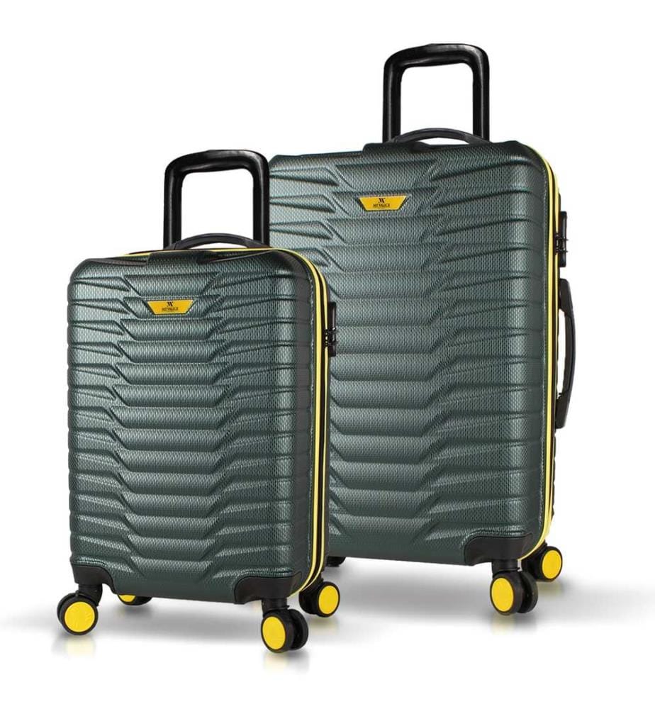 Ensemble de valises, 2 pièces, kaki, 100 % ABS, vis en acier