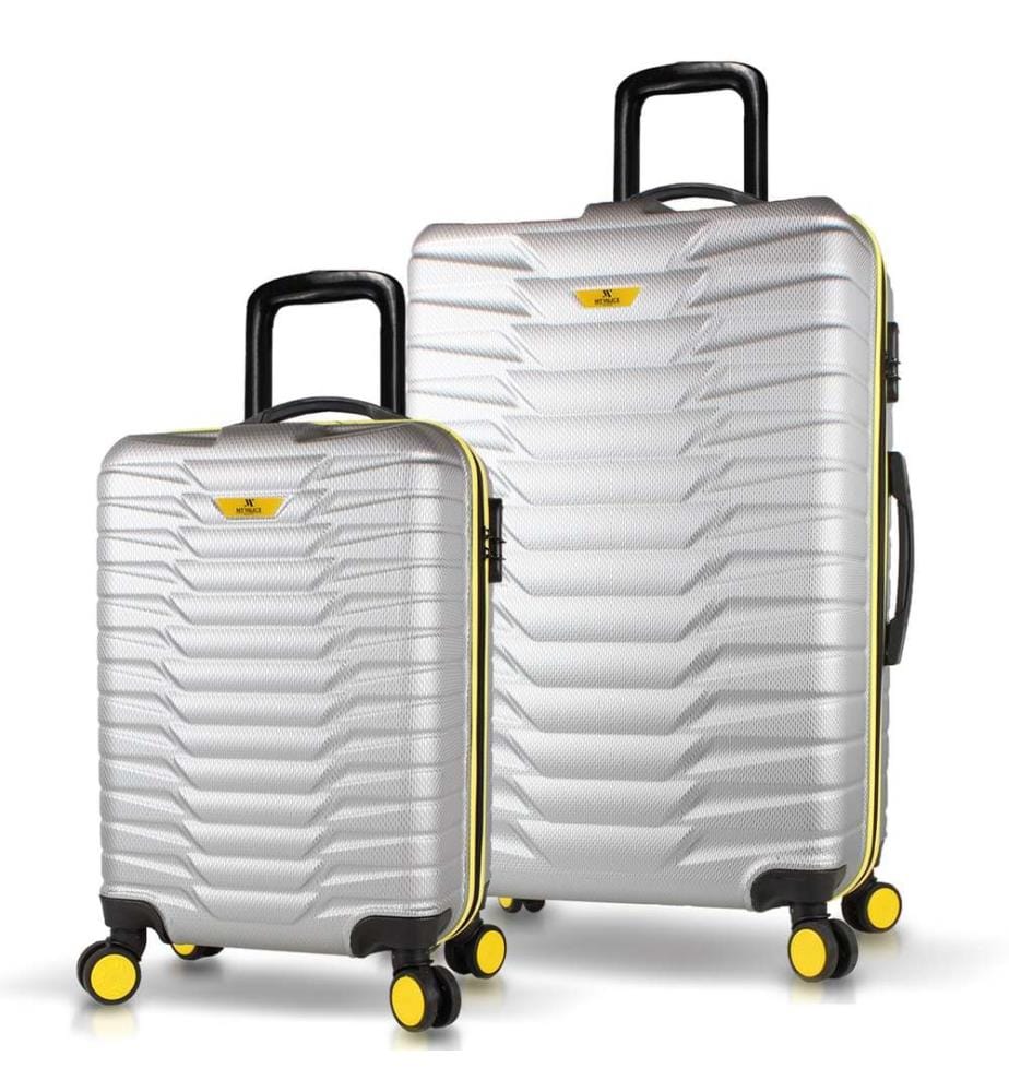 Ensemble de valises, 2 pièces, gris, 100 % ABS, vis en acier