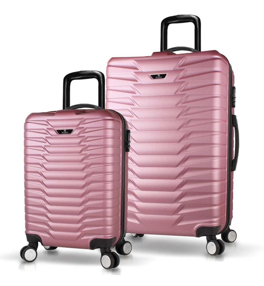 Ensemble de valises, 2 pièces, or rose, 100 % ABS, vis en acier