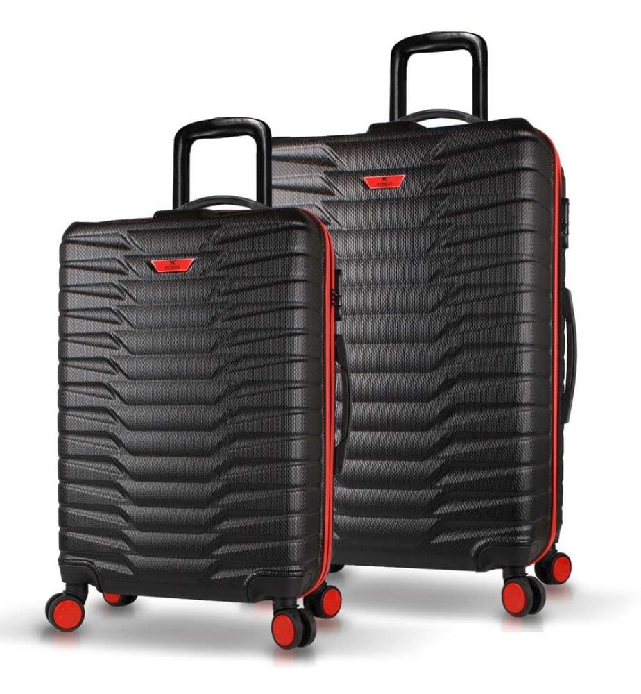 Ensemble de valises, 2 pièces, noir, 100 % ABS, vis en acier
