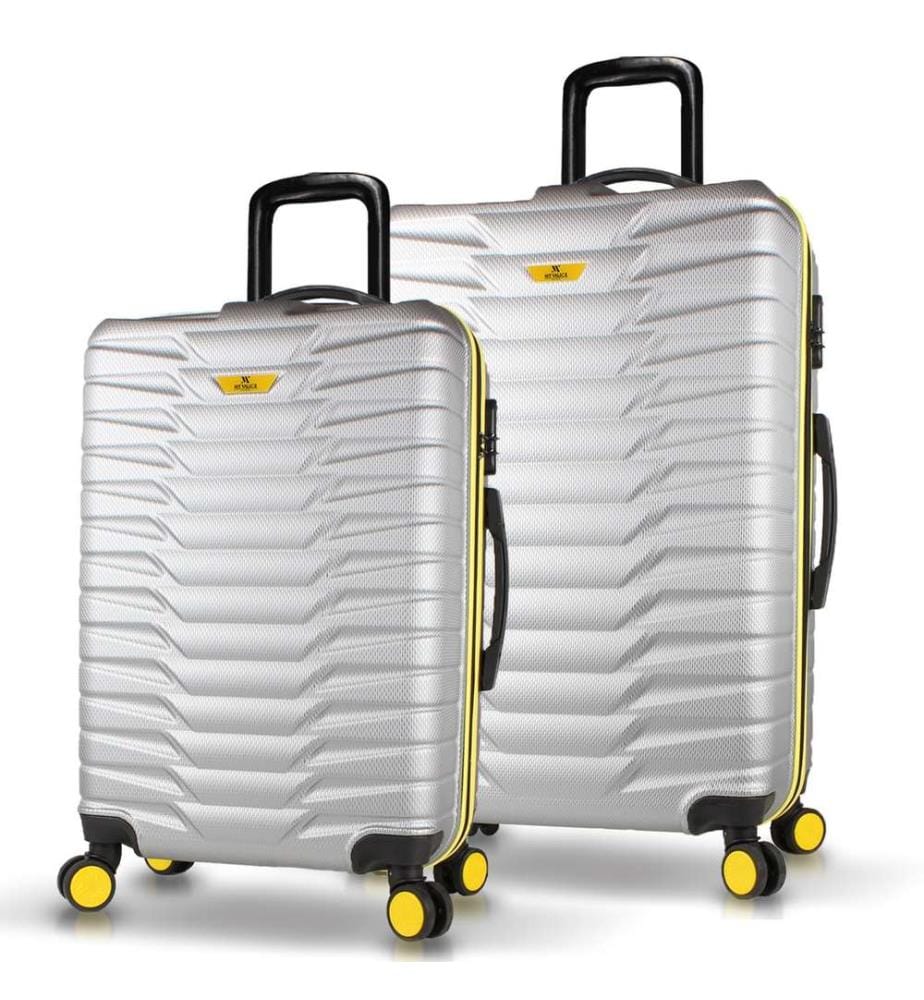 Ensemble de valises, 2 pièces, gris, 100 % ABS, vis en acier