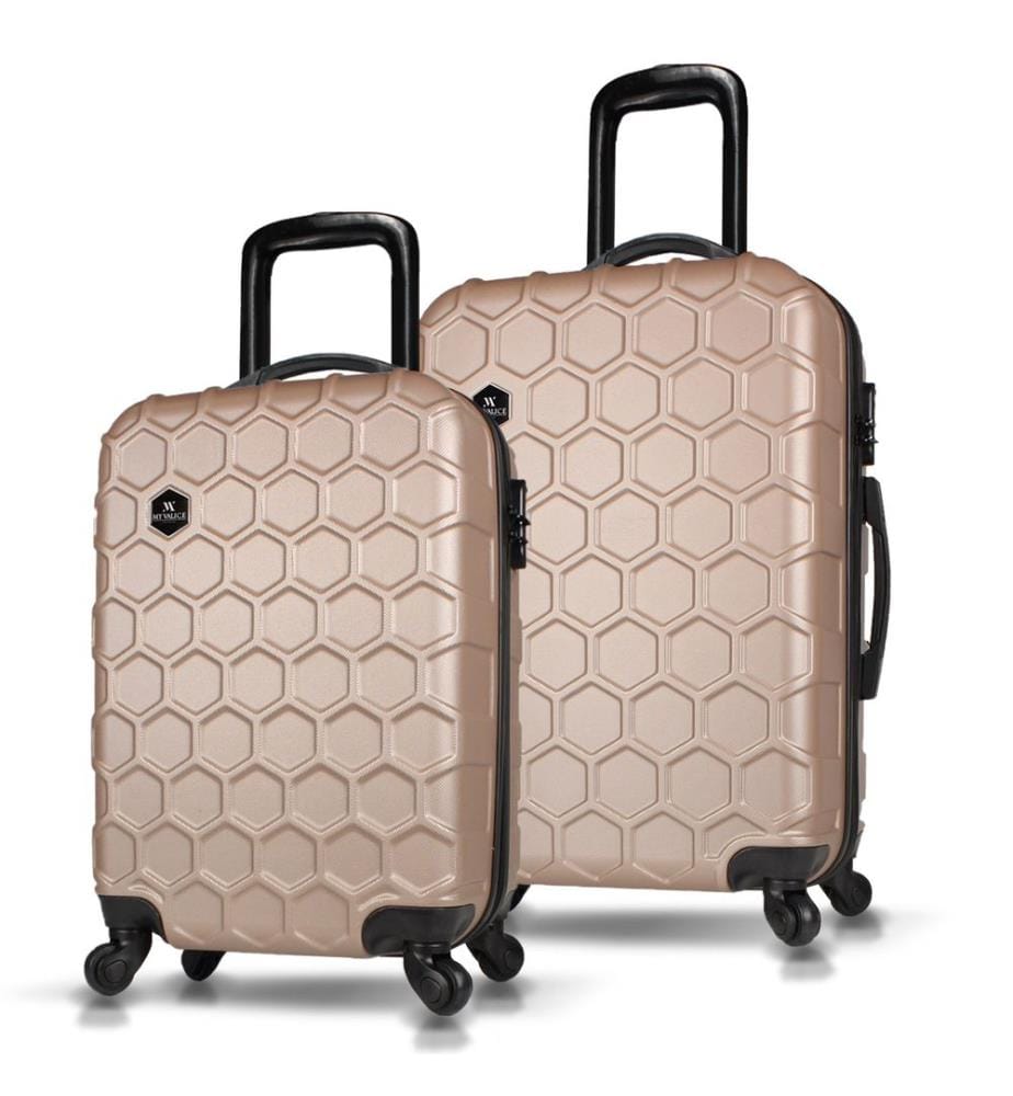 Ensemble de valises, 2 pièces, doré, 100 % ABS, vis en acier
