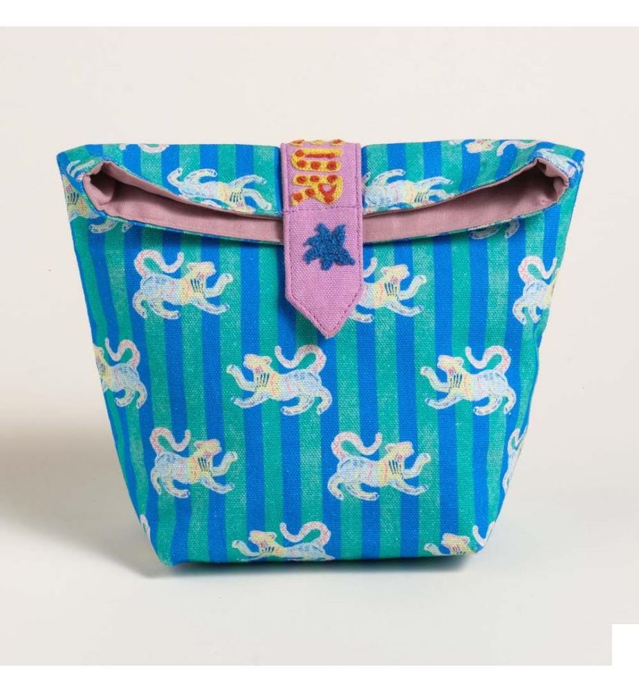 Trousse de maquillage bleue, 100 % coton