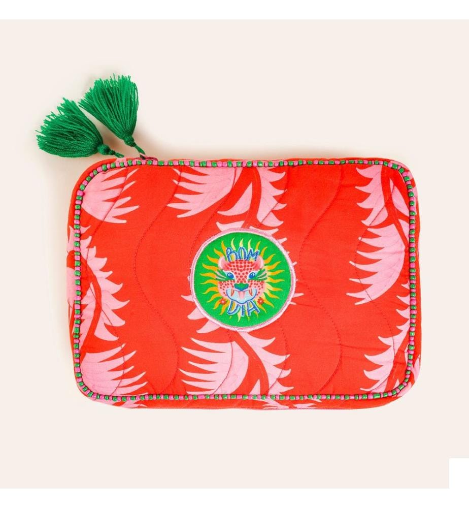 Trousse de maquillage rouge, 100 % coton