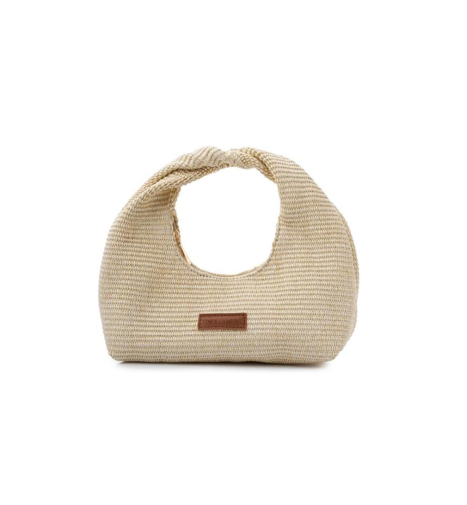 Sac à main, 100 % cuir polyvinyle, beige