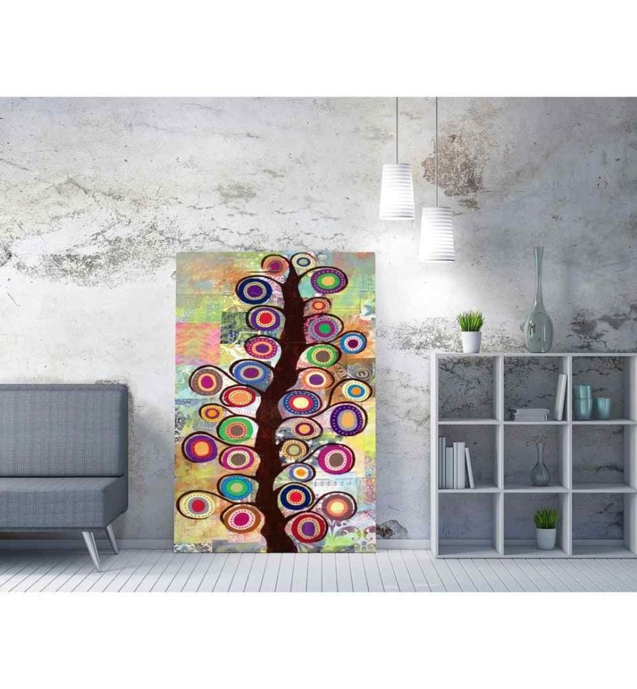 Peinture décorative sur toile, multicolore, 50% polyester - 50% coton, cadre en bois