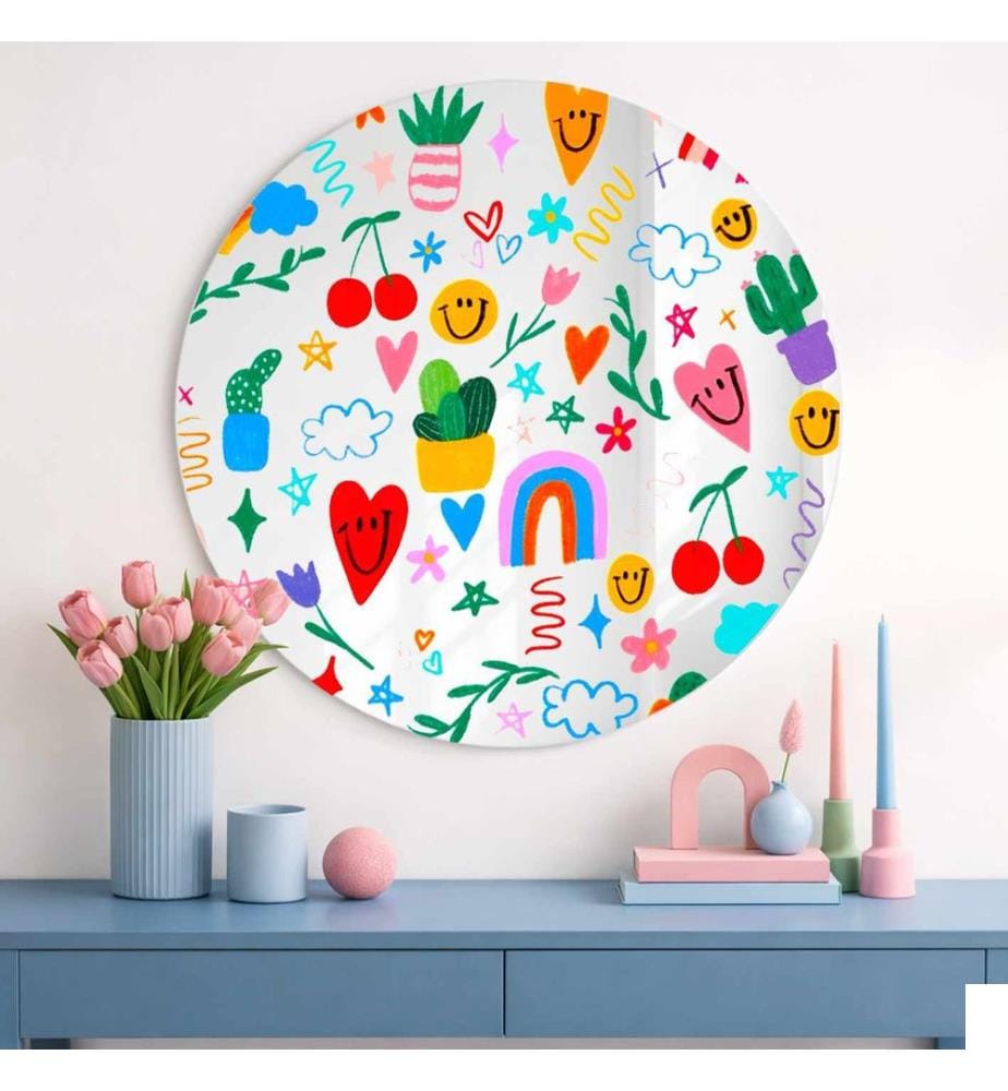 Miroir décoratif, 100 % verre, multicolore
